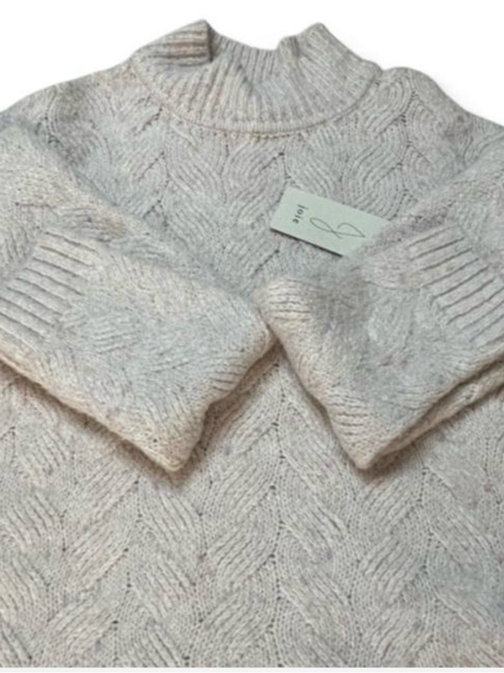 Joie Cream Cable-Knit Turtleneck Sweater